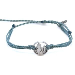Pura Vida Silver Tree Charm on Teal Braided Cord